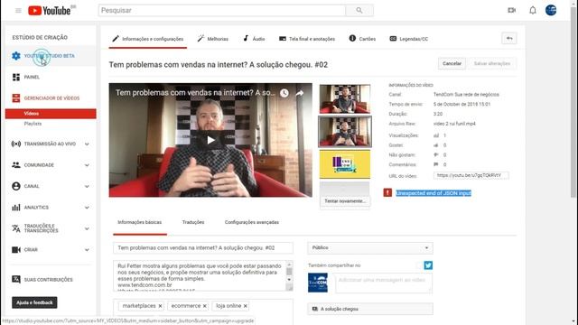 Como corrigir Erro Unexpected end of JSON input no Youtube - RESOLVIDO! смотреть онлайн