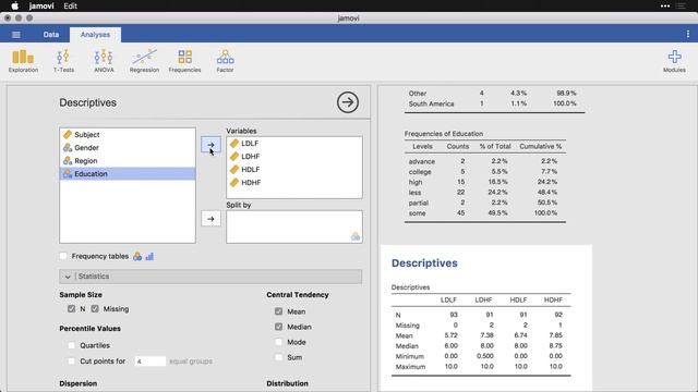 Descriptive statistics — jamovi смотреть онлайн