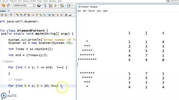 Diamond Pattern in java- Hindi