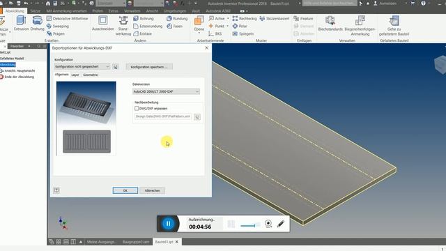 Inventor Tutorial 29 - Blechabwicklungen als dxf für Autocad speichern смотреть онлайн