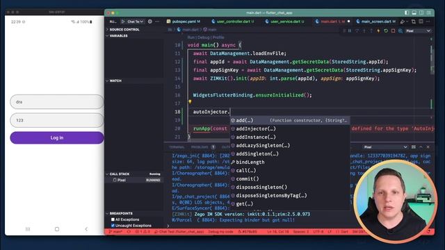 Testando o Auto Injector no Flutter em um Chat App смотреть онлайн