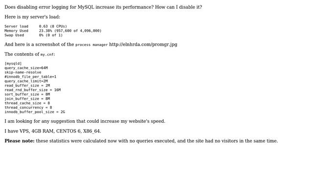 Does disable log error for MySQL increasing it's performance s How disable it? смотреть онлайн