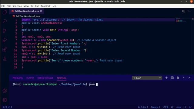 Add Two Numbers with User Input In Java смотреть онлайн