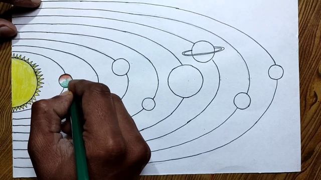 Solar system drawing very easy for beginners/How to draw solar system with pencil colour смотреть онлайн