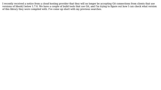 DevOps & SysAdmins: How can I check the version of libssh2 git was compiled with? смотреть онлайн