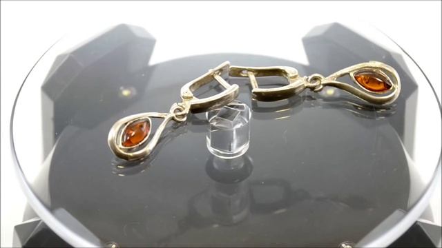 Серьги ПСР со вставкой из янтаря арт.680 смотреть онлайн