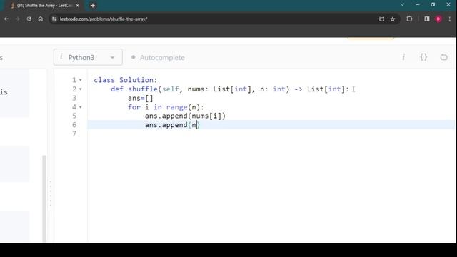 Shuffle the array leetcode Python||Shuffle an array Python. #python ||#leetcode ||#interview смотреть онлайн