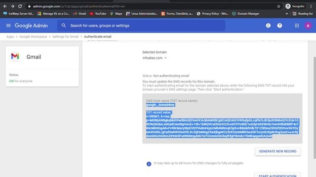 DKIM Authentication On Google Mail
