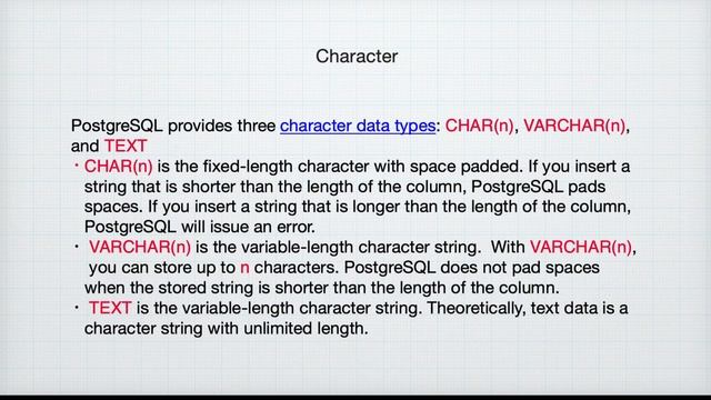 PostgreSQL Data Types смотреть онлайн