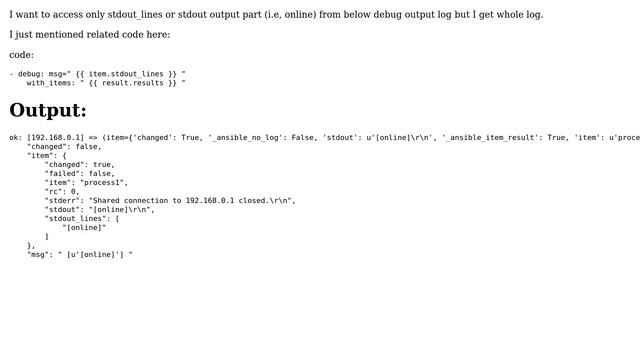 Accessing stdout or stdout_lines of ansible debug output смотреть онлайн