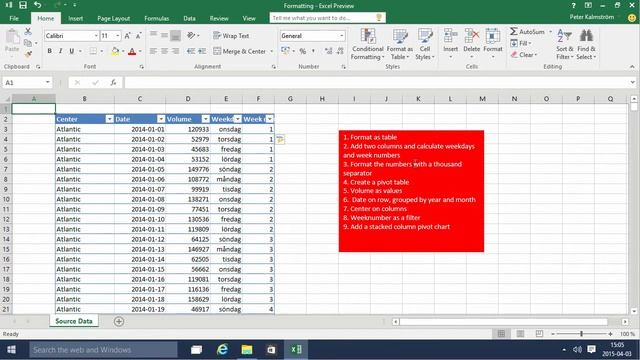 Excel 2016 from Scratch. Exercise - Calculate week days and numbers смотреть онлайн