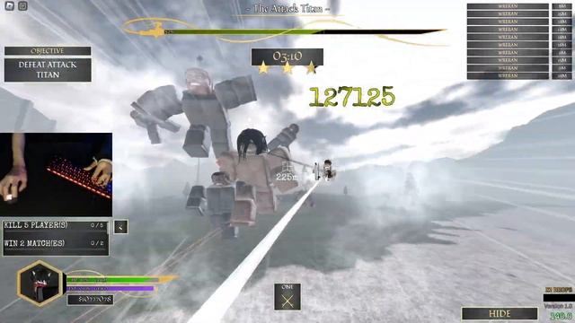 (Roblox) Attack On Titan: Evolution Extreme Attack Titan Raid With A Broken Wrist (HandCam)