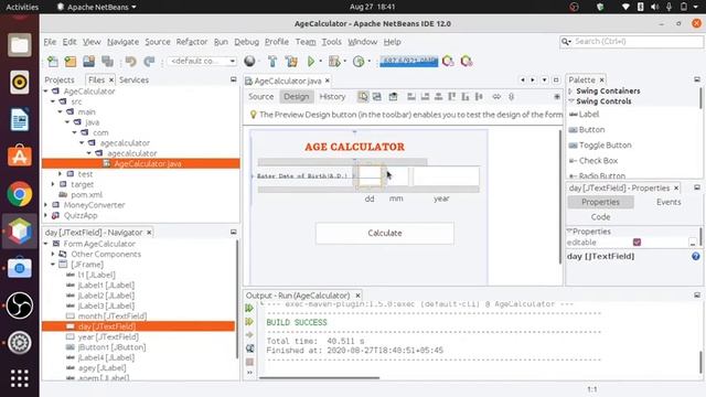 Age Calculator using JAVA in apache Netbeans (simple trick aswell) смотреть онлайн