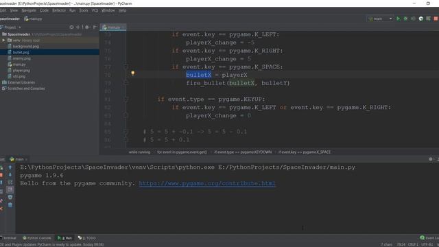 Pygame Tutorial - 12 - Shooting Multiple bullets at Space Invaders смотреть онлайн