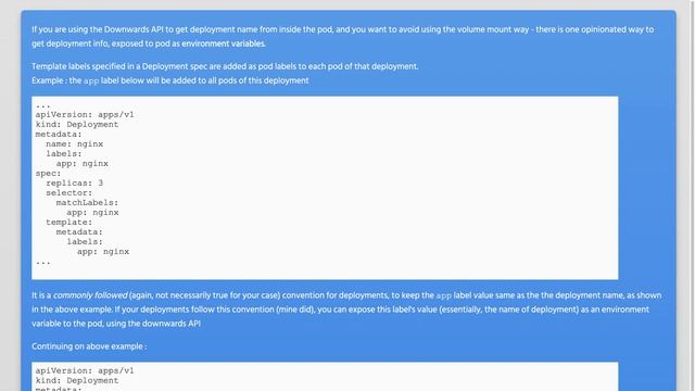 Kubernetes deployment name from within a pod? смотреть онлайн