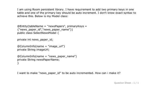Android : How to make Primary key Auto increment while using Composite Primary keys in Room persist смотреть онлайн