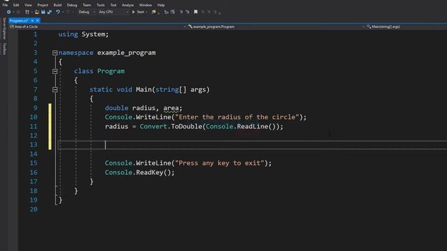 C# Program to Find the area of a Circle using Radius ( User Input ) ( Hindi ) смотреть онлайн