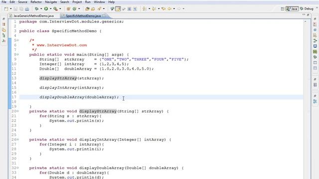 JAVA GENERIC METHOD DEMO смотреть онлайн
