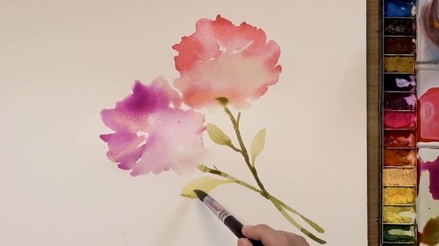 Watercolor Flower Painting Wet Into Wet #475