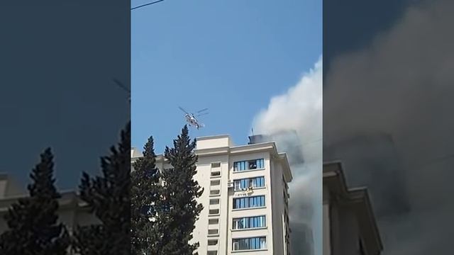 В Баку горит Высотка.Десятки людей сгорели 19.05.2015 смотреть онлайн