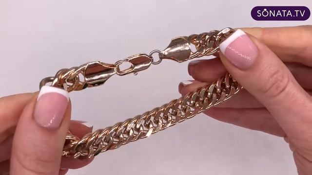 Браслет "Панцирь" SONATA из медицинского золота (в позолоте) - 52041 смотреть онлайн