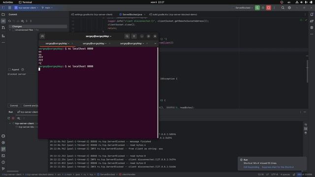 Блокирующий TCP сервер на java смотреть онлайн