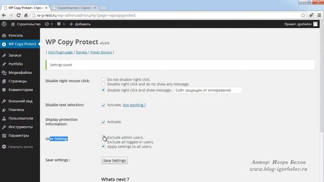 Защита информации (WP-CopyProtect) смотреть онлайн