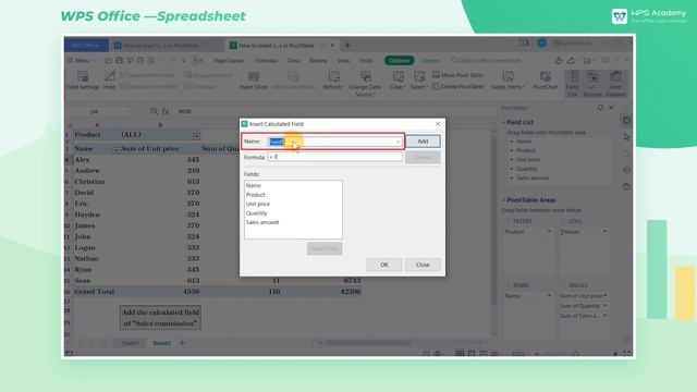 [WPS Academy] 2.2.1 Excel:How to insert calculated fields in PivotTable смотреть онлайн