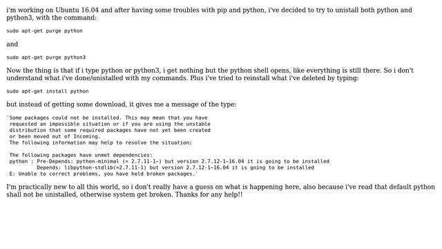 Ubuntu: Troubles with python unistall in Ubuntu 16.04 смотреть онлайн