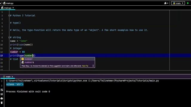 Python 3 Tutorial | type()-function [no commentary] смотреть онлайн