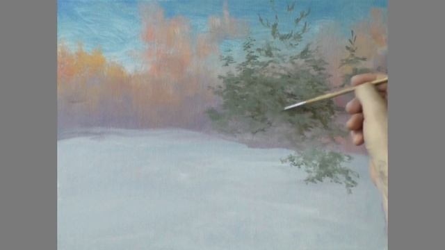 Зимний пейзаж маслом - Уроки живописи маслом для начинающих - Юрий Клапоух смотреть онлайн