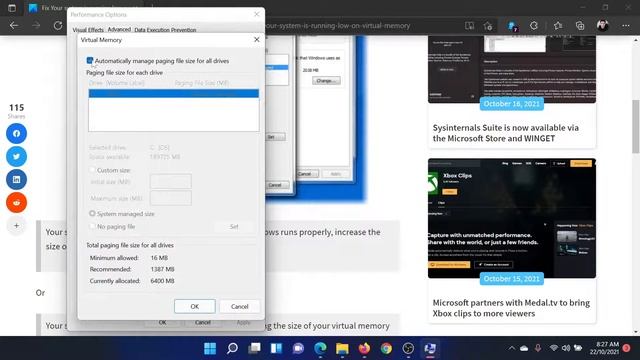Fix Your system is running low on virtual memory message on Windows 11 смотреть онлайн