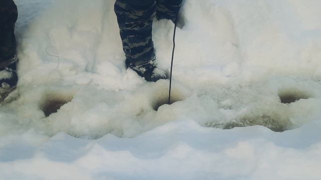 быстрый способ продернуть шнур род лёд для сети.#зимняярыбалка#сетиподлёл#походвлес#