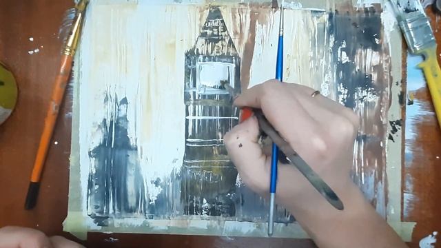 Интерьерная картина, Биг Бен. Как нарисовать Лондон. Городской пейзаж. Лондон гуашью легко. смотреть онлайн