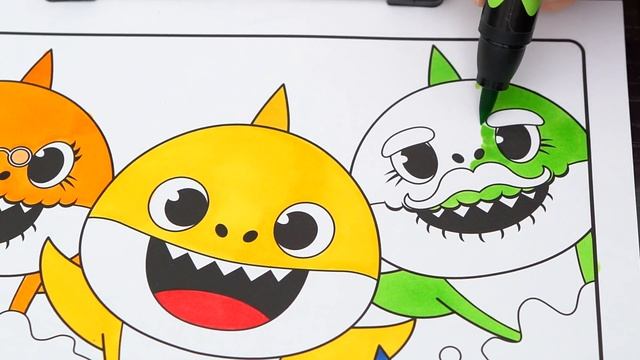 Coloring Baby Shark Family Pinkfong Crayola Coloring Page Prismacolor Markers | KiMMi THE CLOWN смотреть онлайн