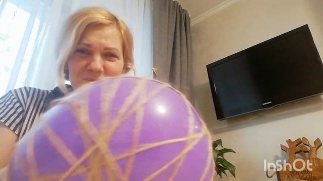 Шары из джутовой веревкай и клей ПВА , заготовки для будущей гирлянды смотреть онлайн