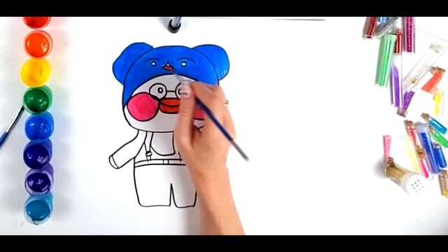 how to draw lalafanfan duck/рисование утки лалафанфан/ уточка/ игрушка смотреть онлайн