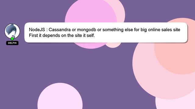 NodeJS : Cassandra or mongodb or something else for big online sales site смотреть онлайн
