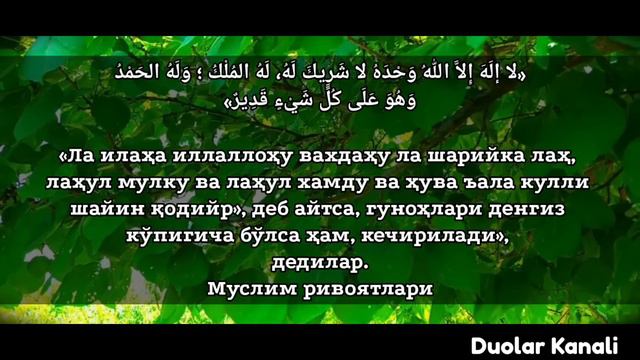 КИМ БУ ЗИКРЛАРНИ АЙТСА ЛАБИДАН НУР ЧИҚИБ АРШГАЧА ЕТАДИ.. || дуолар канали смотреть онлайн