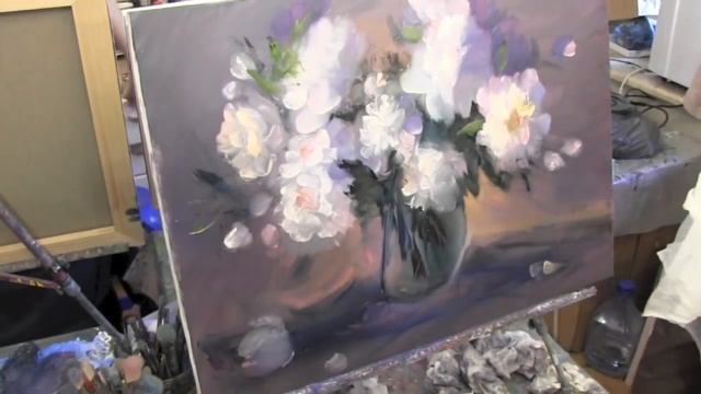 Букет пионов , масляная живопись для начинающих в Москве, Сахаров смотреть онлайн