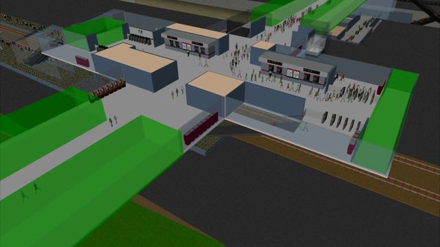 Имитационное моделирование в Anylogic транспортно-пересадочного узла в 3d