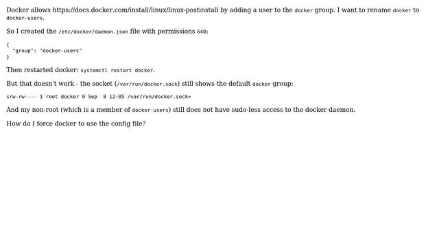 Rename "docker" privileged user group смотреть онлайн