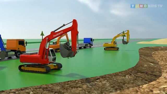 Экскаватор для детского катания на лодках по озеру | Использование грузовых автомобилей для детей смотреть онлайн