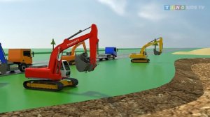 Экскаватор для детского катания на лодках по озеру | Использование грузовых автомобилей для детей