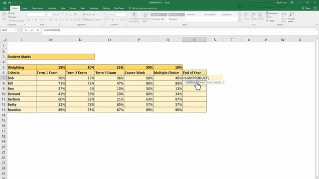 Weighted Average Calculation in Excel - Weighted Percentages - Student Grades Example смотреть онлайн