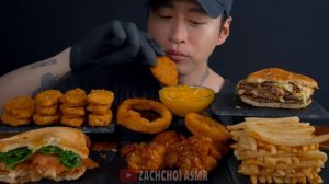 ASMR MUKBANG | Fast Food, Big Mac, Chicken Nuggets, Onion Rings, Chicken Sandwich, Wings, Fries