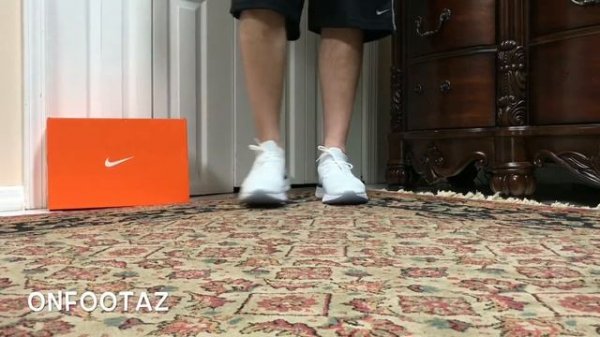 Nike Epic React Flyknit White Racer Blue On Foot