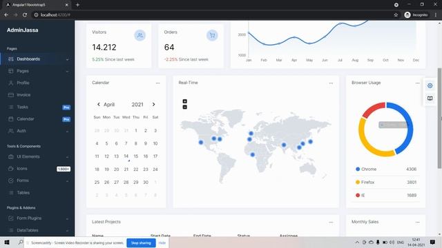 Angular 11 Bootstrap 5 Admin Dashboard Working Demo смотреть онлайн