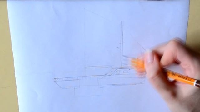Рисуем яхту, баркас и лодочку. Эскиз к картине карандашом. Короткая версия. смотреть онлайн