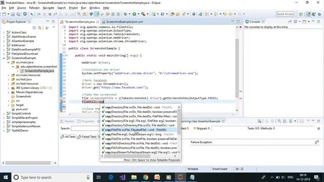 Capture Screenshots Selenium Java Example